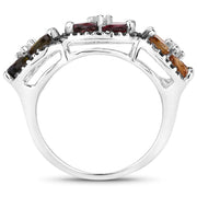 Bids.com 8.38 Carat Genuine Multi Tourmaline .925 Sterling Silver Ring Rings