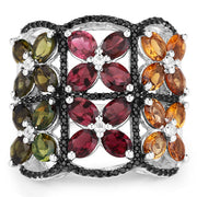 Bids.com 8.38 Carat Genuine Multi Tourmaline .925 Sterling Silver Ring Rings