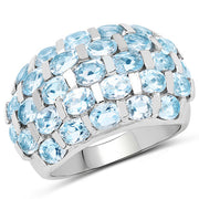 Bids.com 5.51 Carat Genuine Blue Topaz .925 Sterling Silver Ring Rings