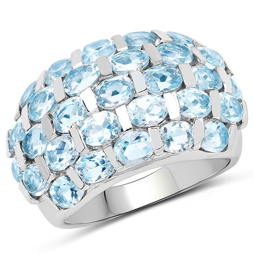 Bids.com 5.51 Carat Genuine Blue Topaz .925 Sterling Silver Ring Rings