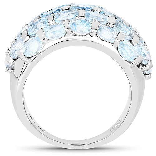 Bids.com 5.51 Carat Genuine Blue Topaz .925 Sterling Silver Ring Rings