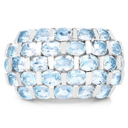 Bids.com 5.51 Carat Genuine Blue Topaz .925 Sterling Silver Ring Rings
