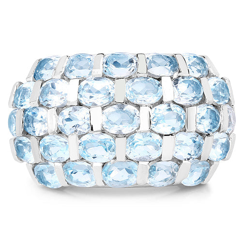 Bids.com 5.51 Carat Genuine Blue Topaz .925 Sterling Silver Ring Rings