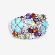 Bids.com 4.03 Carat Genuine Multi Stones .925 Sterling Silver Ring Rings