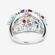 Bids.com 4.03 Carat Genuine Multi Stones .925 Sterling Silver Ring Rings