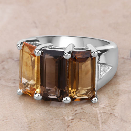 Bids.com 8.17 Carat Genuine Multi Stones .925 Sterling Silver Ring Rings