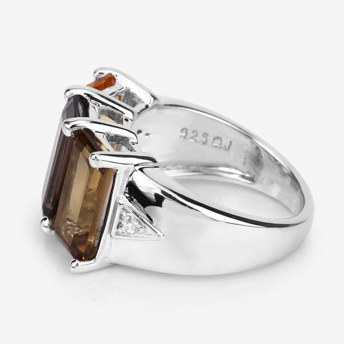 Bids.com 8.17 Carat Genuine Multi Stones .925 Sterling Silver Ring Rings