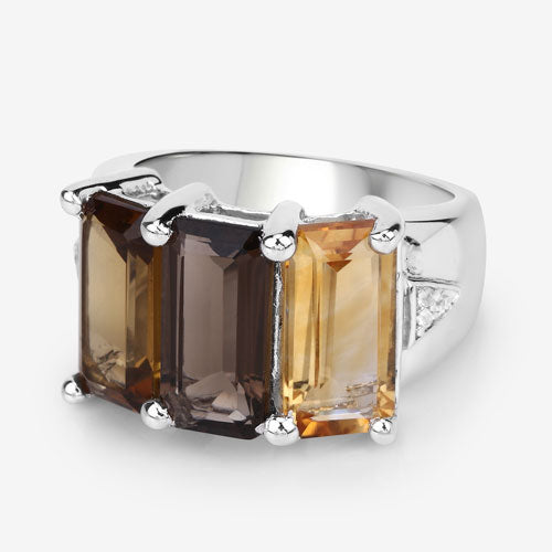 Bids.com 8.17 Carat Genuine Multi Stones .925 Sterling Silver Ring Rings