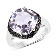 Bids.com 5.50 Carat Genuine Pink Amethyst & Black Spinel .925 Sterling Silver Ring Rings