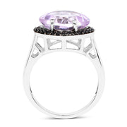 Bids.com 5.50 Carat Genuine Pink Amethyst & Black Spinel .925 Sterling Silver Ring Rings