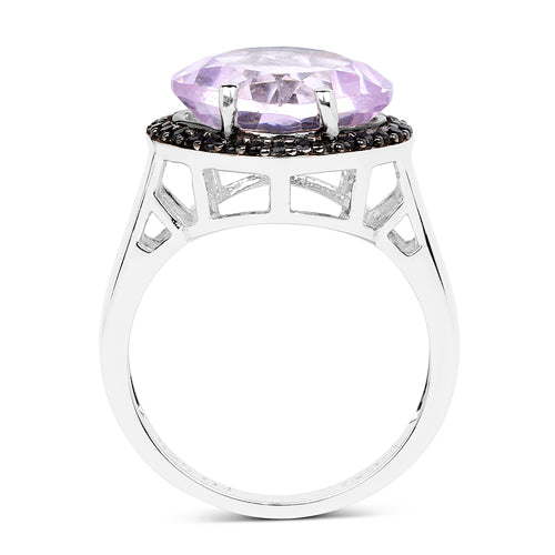 Bids.com 5.50 Carat Genuine Pink Amethyst & Black Spinel .925 Sterling Silver Ring Rings