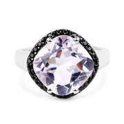 Bids.com 5.50 Carat Genuine Pink Amethyst & Black Spinel .925 Sterling Silver Ring Rings