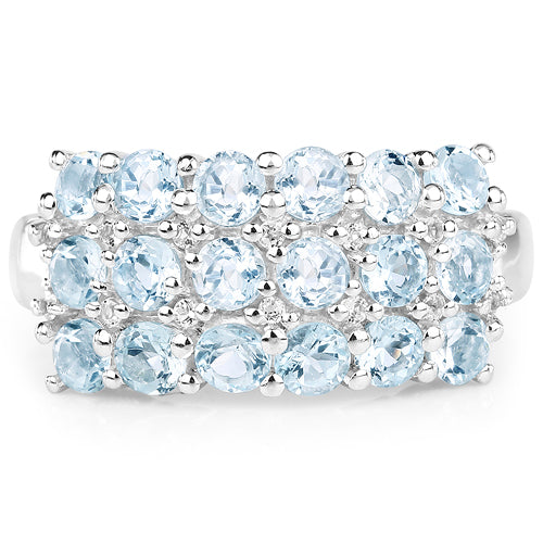 Bids.com 2.29 Carat Genuine Blue Topaz & White Topaz .925 Sterling Silver Ring Rings White Smoke size 7.00,size 8.00,size 9.00,size 6.00