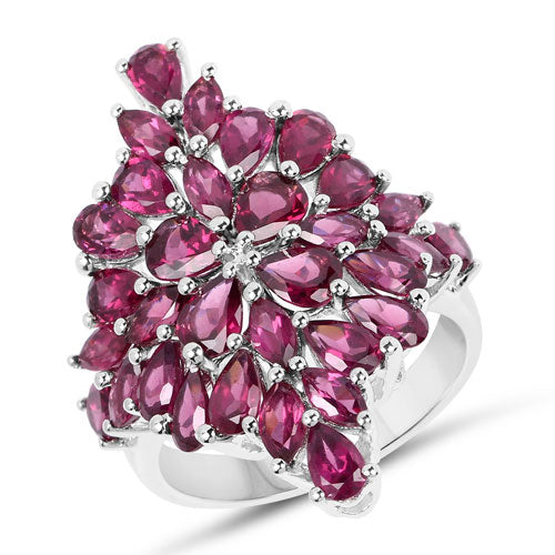 Bids.com 7.52 Carat Genuine Rhodolite .925 Sterling Silver Ring Rings