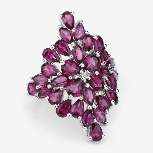 Bids.com 7.52 Carat Genuine Rhodolite .925 Sterling Silver Ring Rings