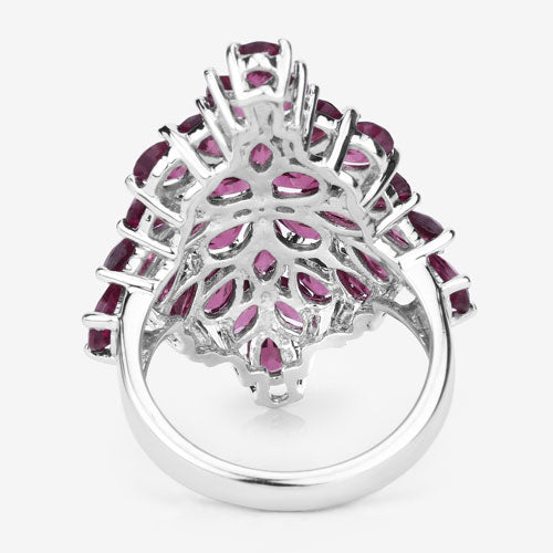 Bids.com 7.52 Carat Genuine Rhodolite .925 Sterling Silver Ring Rings