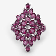 Bids.com 7.52 Carat Genuine Rhodolite .925 Sterling Silver Ring Rings