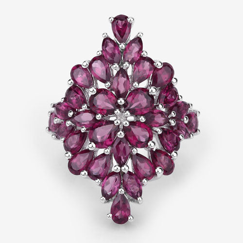 Bids.com 7.52 Carat Genuine Rhodolite .925 Sterling Silver Ring Rings