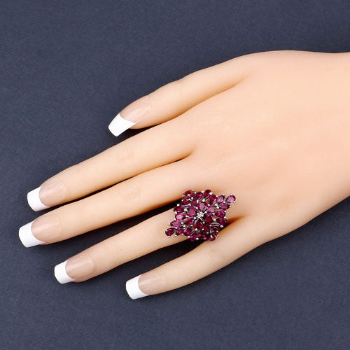 Bids.com 7.52 Carat Genuine Rhodolite .925 Sterling Silver Ring Rings