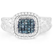 Bids.com 0.28 Carat Genuine Blue Diamond and White Diamond .925 Sterling Silver Ring Rings