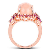 Bids.com 14K Rose Gold Plated 9.13 Carat Genuine Morganite and Rhodolite .925 Sterling Silver Ring Rings