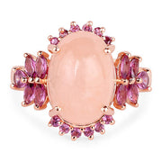 Bids.com 14K Rose Gold Plated 9.13 Carat Genuine Morganite and Rhodolite .925 Sterling Silver Ring Rings