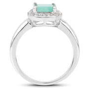 Bids.com 1.73 Carat Genuine Emerald & White Topaz .925 Sterling Silver Ring Rings