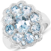 Bids.com 6.64 Carat Genuine Blue Topaz .925 Sterling Silver Ring Rings