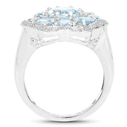 Bids.com 6.64 Carat Genuine Blue Topaz .925 Sterling Silver Ring Rings