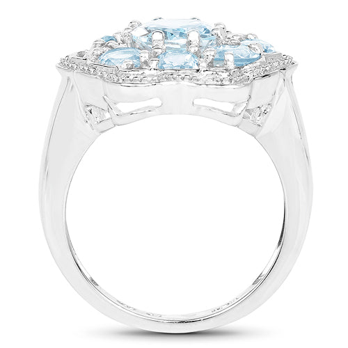 Bids.com 6.64 Carat Genuine Blue Topaz .925 Sterling Silver Ring Rings