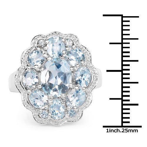 Bids.com 6.64 Carat Genuine Blue Topaz .925 Sterling Silver Ring Rings