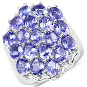 Bids.com 6.27 Carat Genuine Tanzanite .925 Sterling Silver Ring Rings