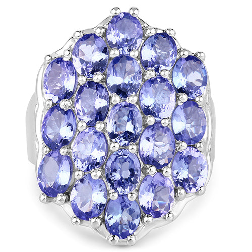 Bids.com 6.27 Carat Genuine Tanzanite .925 Sterling Silver Ring Rings
