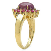 Bids.com 14K Yellow Gold Plated 5.07 Carat Genuine Ruby .925 Sterling Silver Ring Rings