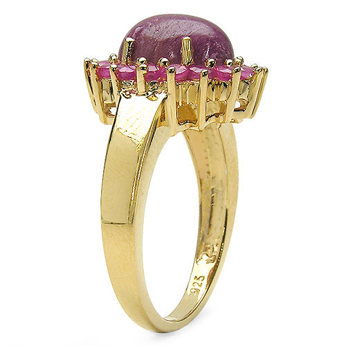 Bids.com 14K Yellow Gold Plated 5.07 Carat Genuine Ruby .925 Sterling Silver Ring Rings
