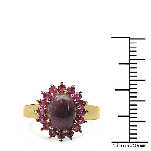 Bids.com 14K Yellow Gold Plated 5.07 Carat Genuine Ruby .925 Sterling Silver Ring Rings