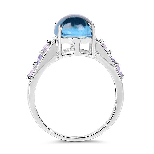 Bids.com 4.77 Carat Genuine Swiss Blue Topaz and Tanzanite .925 Sterling Silver Ring Rings