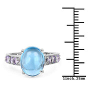 Bids.com 4.77 Carat Genuine Swiss Blue Topaz and Tanzanite .925 Sterling Silver Ring Rings