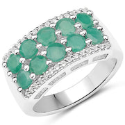 Bids.com 1.85 Carat Genuine Emerald and White Topaz .925 Sterling Silver Ring Rings