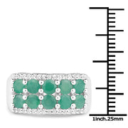 Bids.com 1.85 Carat Genuine Emerald and White Topaz .925 Sterling Silver Ring Rings