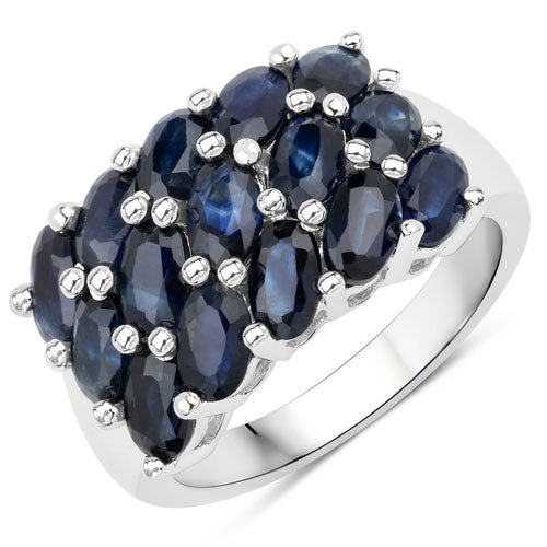 Bids.com 3.30 Carat Genuine Blue Sapphire .925 Sterling Silver Ring Rings