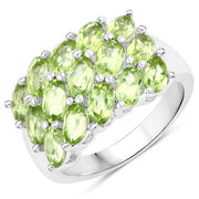 Bids.com 3.45 Carat Genuine Peridot .925 Sterling Silver Ring Rings