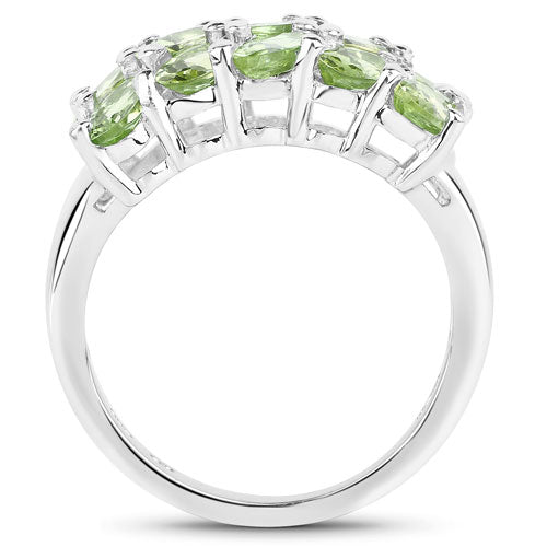 Bids.com 3.45 Carat Genuine Peridot .925 Sterling Silver Ring Rings