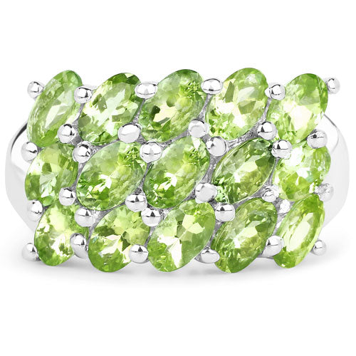 Bids.com 3.45 Carat Genuine Peridot .925 Sterling Silver Ring Rings