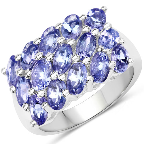 Bids.com 3.75 Carat Genuine Tanzanite .925 Sterling Silver Ring Rings