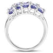 Bids.com 3.75 Carat Genuine Tanzanite .925 Sterling Silver Ring Rings