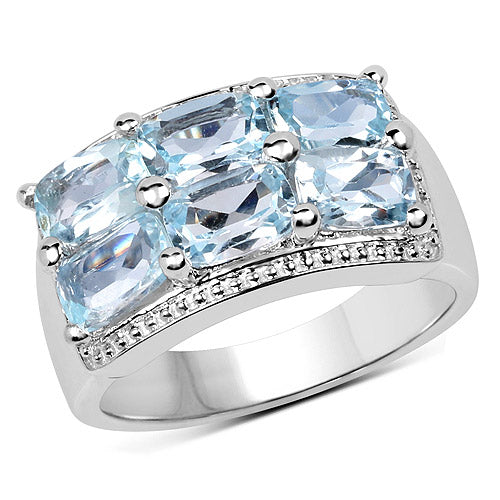 Bids.com 3.60 Carat Genuine Blue Topaz .925 Sterling Silver Ring Rings