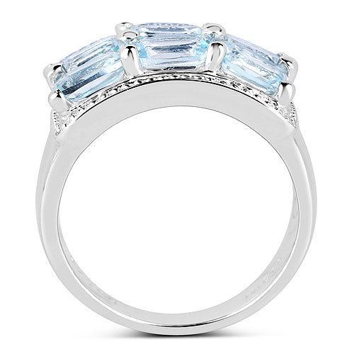 Bids.com 3.60 Carat Genuine Blue Topaz .925 Sterling Silver Ring Rings