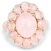 Bids.com 14K Rose Gold Plated 6.76 Carat Genuine Morganite .925 Sterling Silver Ring Rings