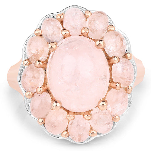 Bids.com 14K Rose Gold Plated 6.76 Carat Genuine Morganite .925 Sterling Silver Ring Rings